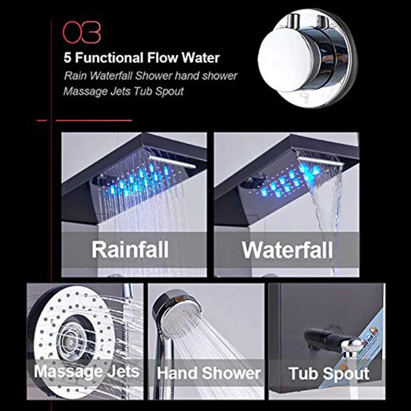 Bathroom LED Shower Panel Tower System