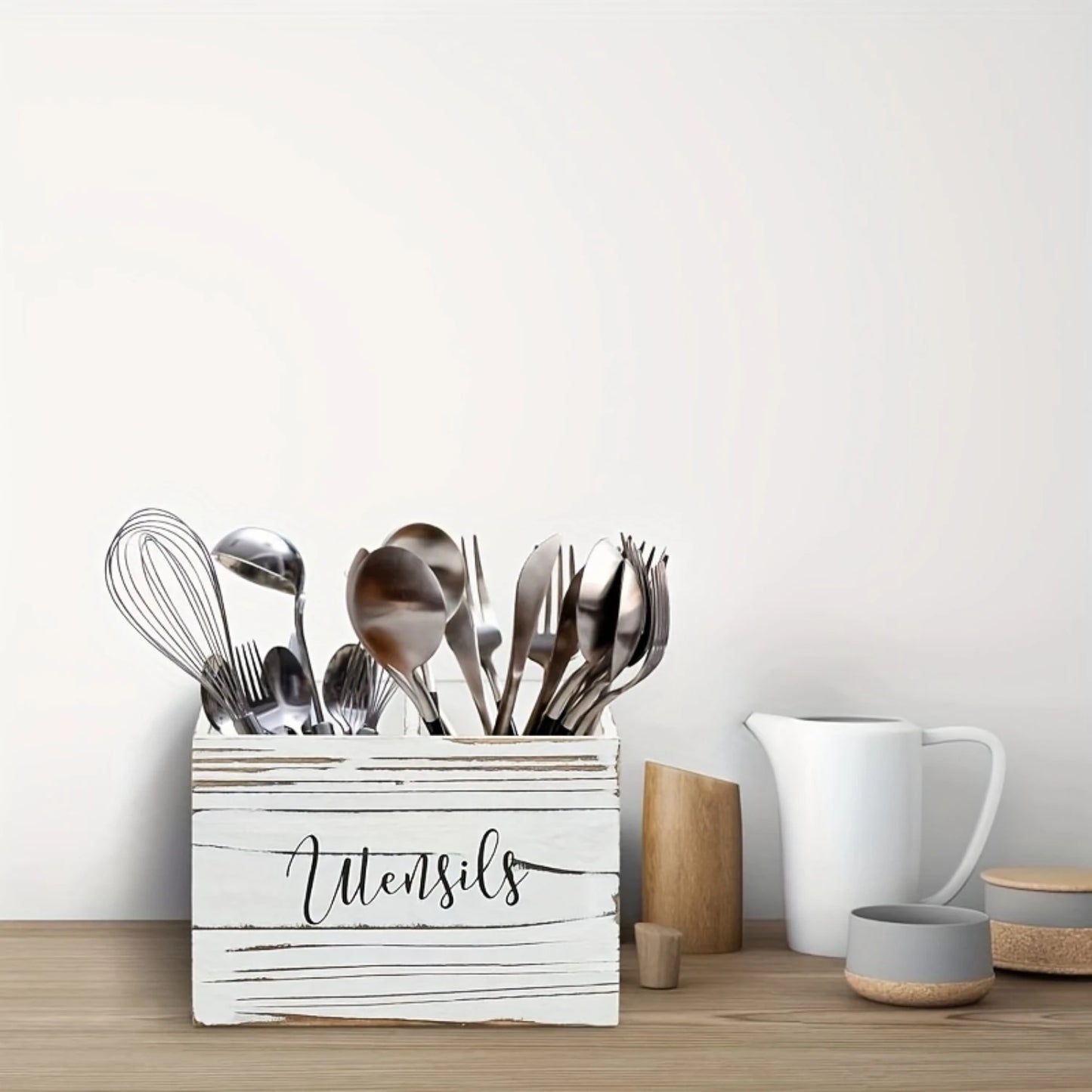 Wooden Utensil Holder for Countertop