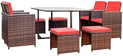 Rattan Chairs with Glass Table Patio Furniture