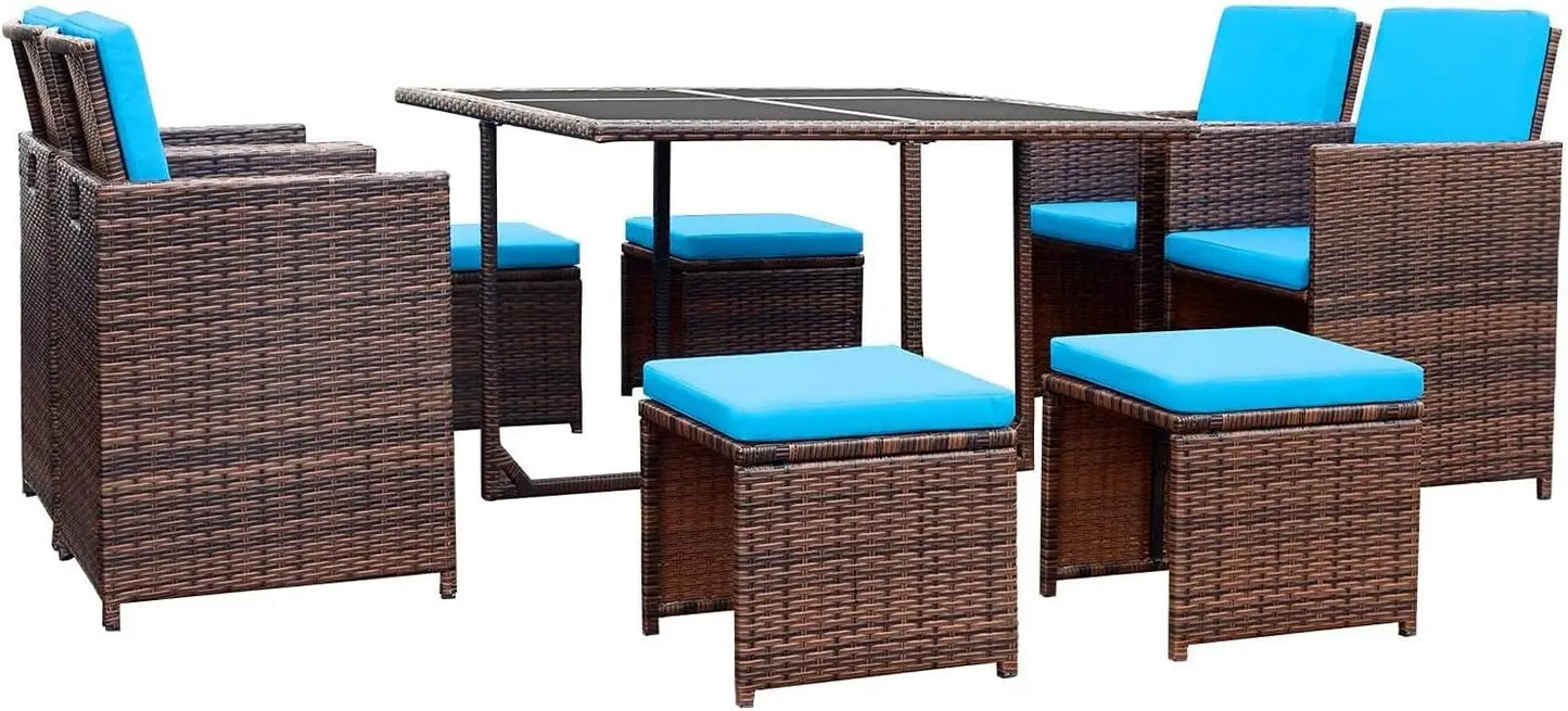 Rattan Chairs with Glass Table Patio Furniture