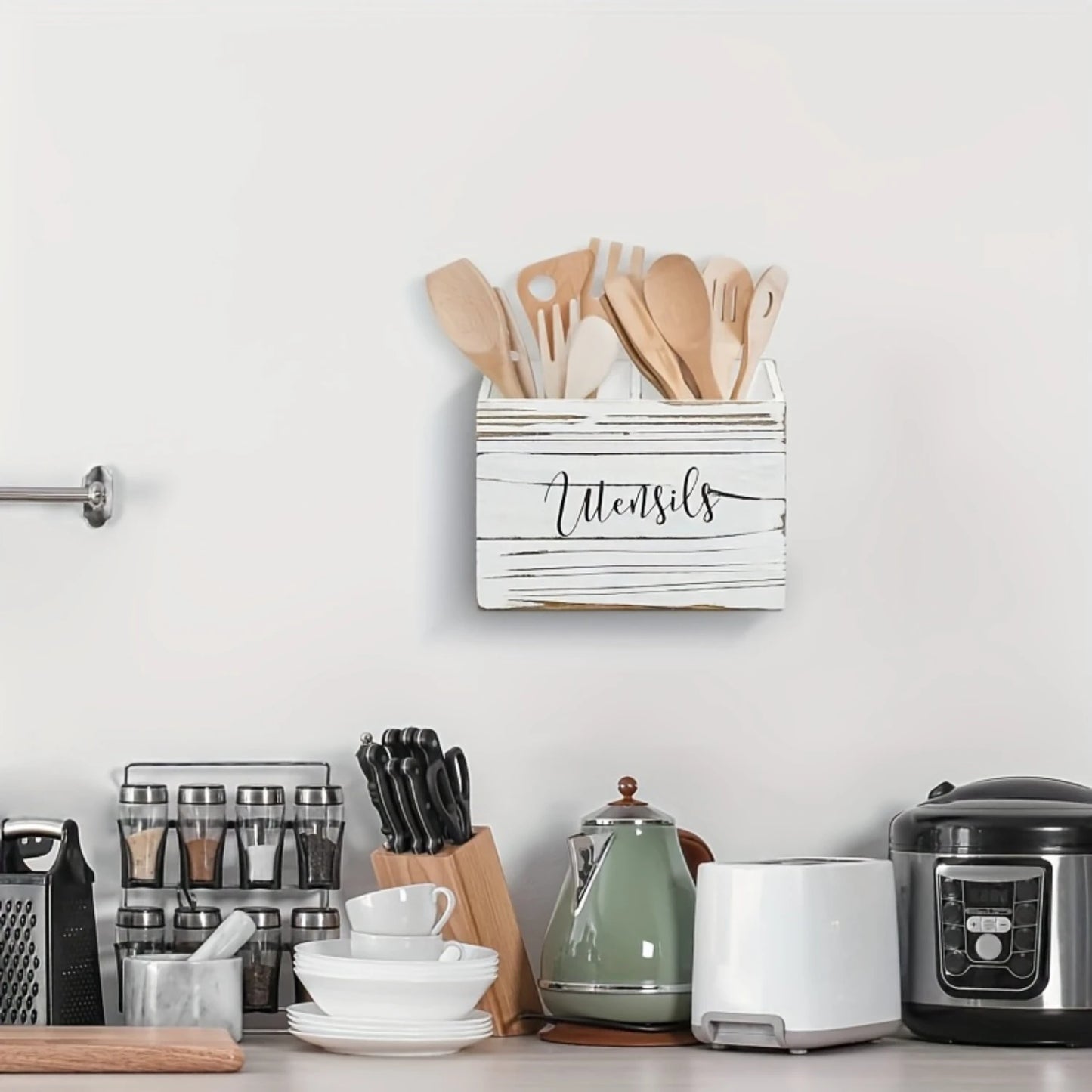 Wooden Utensil Holder for Countertop