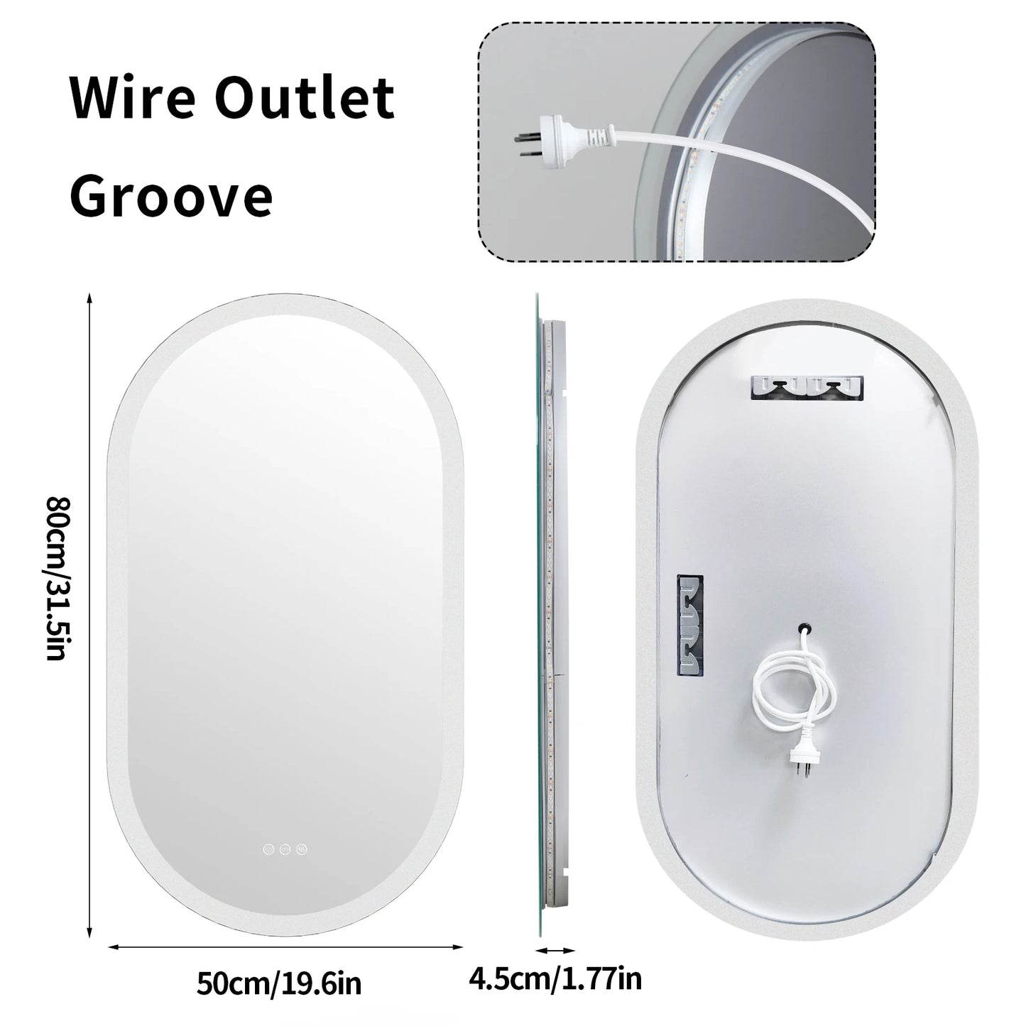 Frameless Bathroom Wall Mirror with Lights