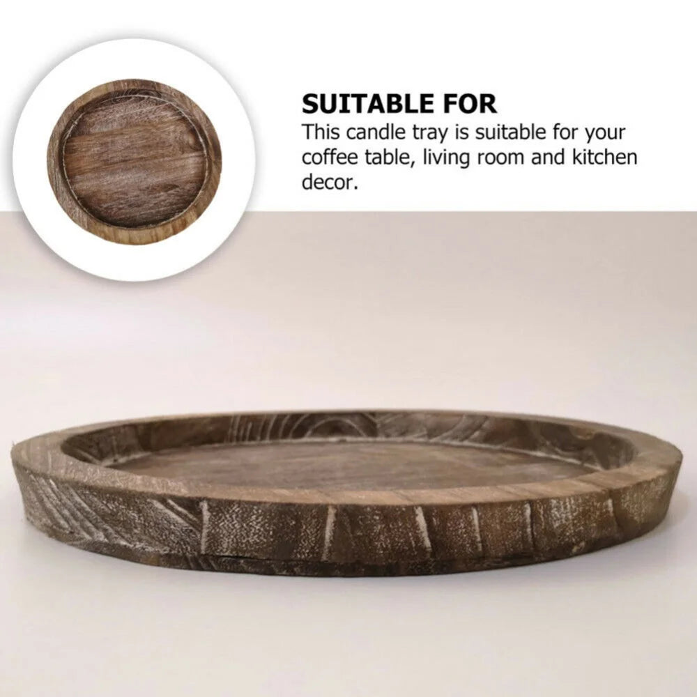 Rustic Wooden Tray Candle Holder