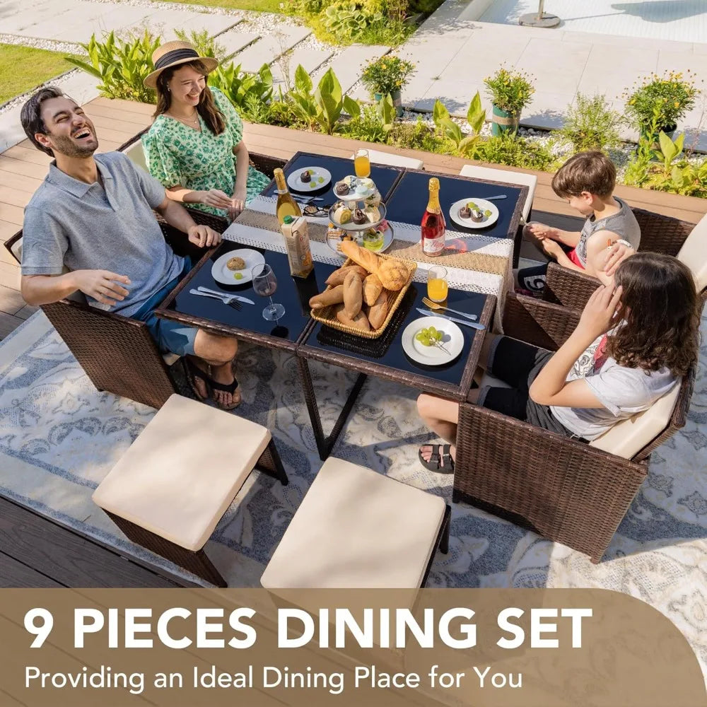 Rattan Chairs with Glass Table Patio Furniture