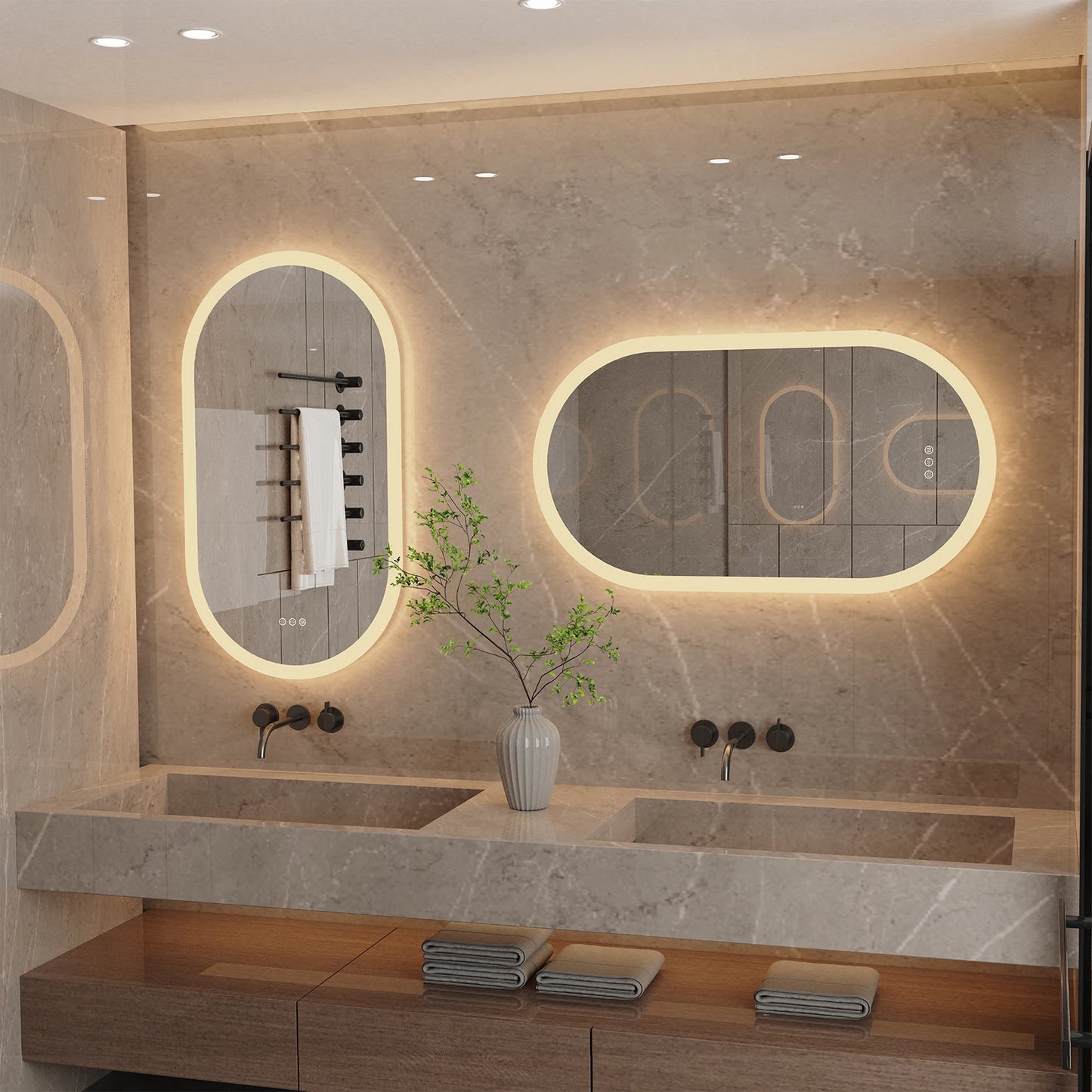 Frameless Bathroom Wall Mirror with Lights