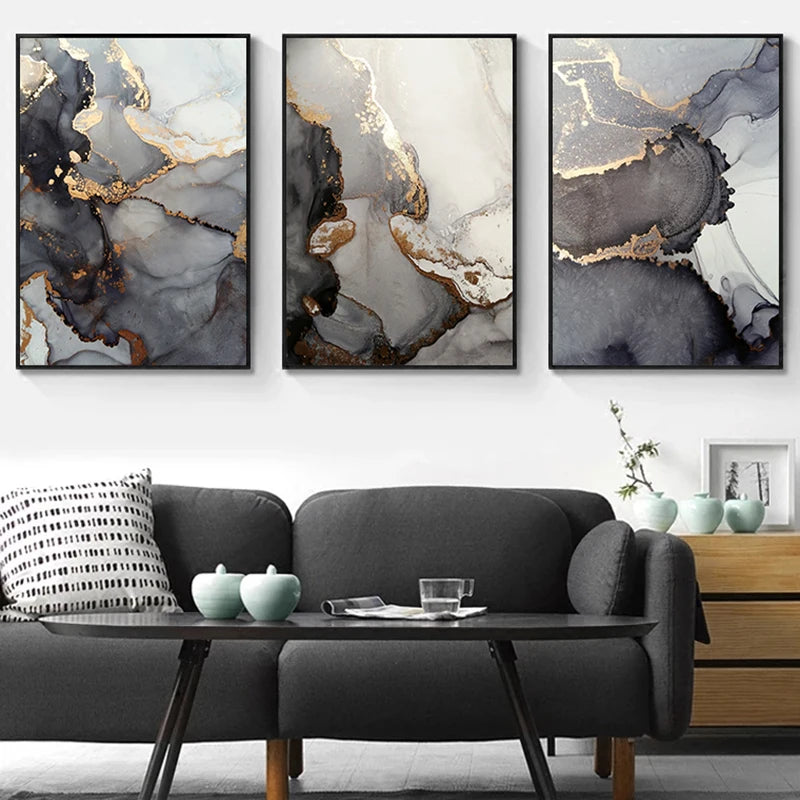 Abstract Golden Canvas Painting