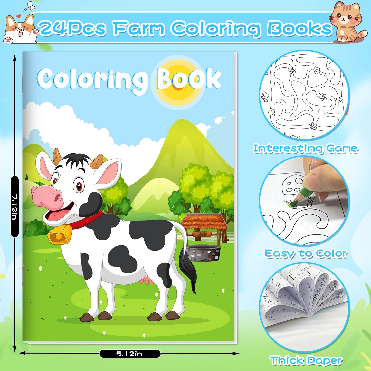 Farm Animals Mini Coloring Books