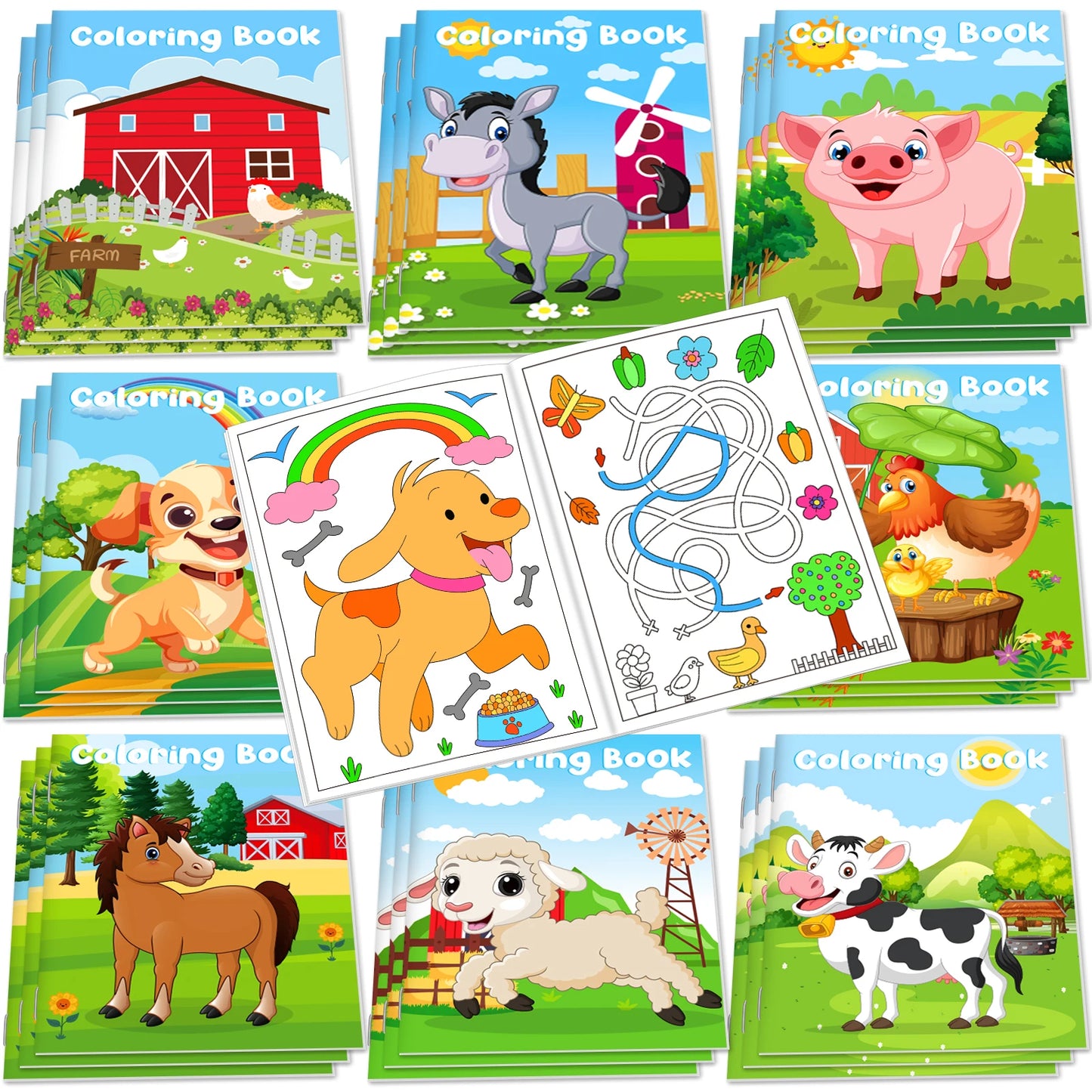 Farm Animals Mini Coloring Books