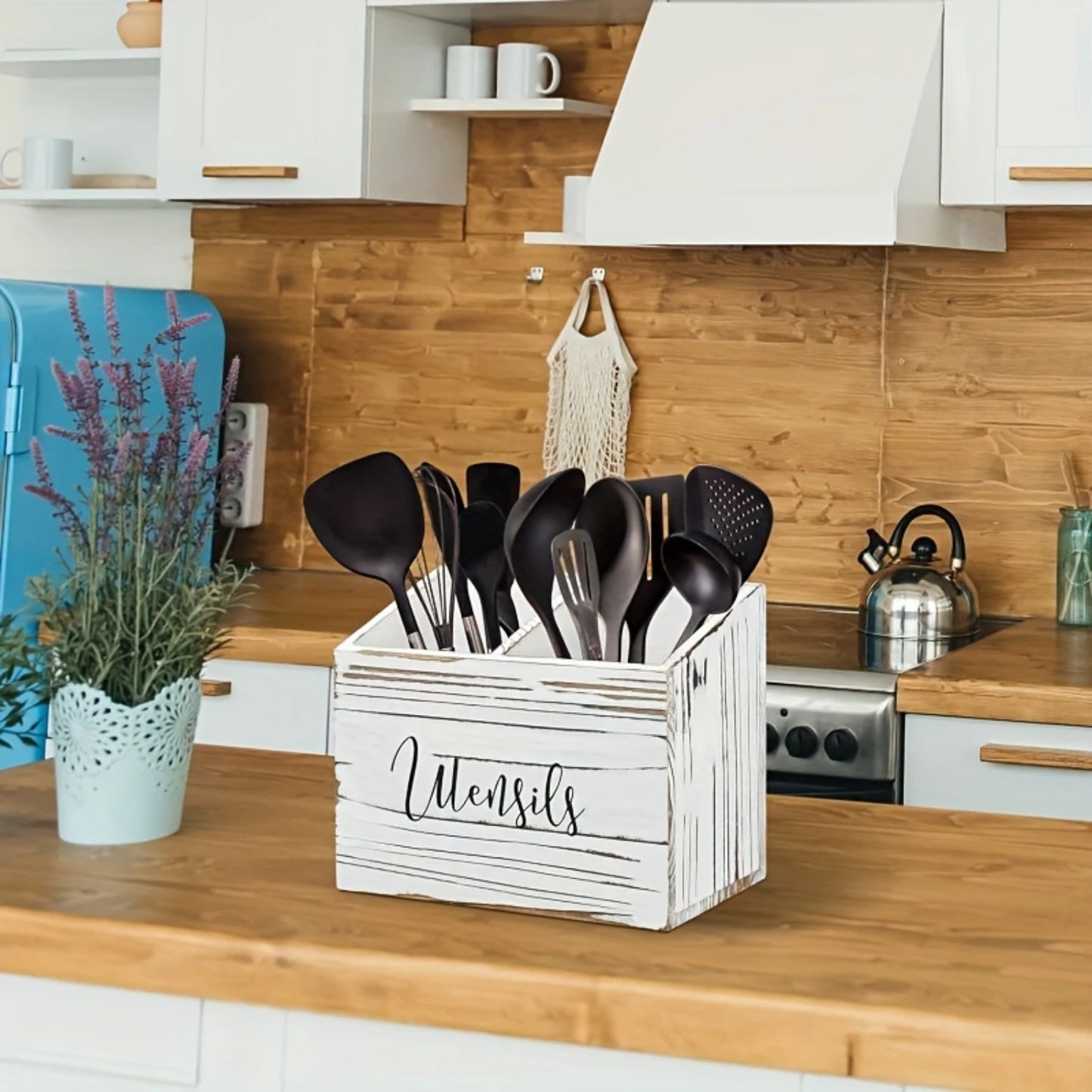 Wooden Utensil Holder for Countertop