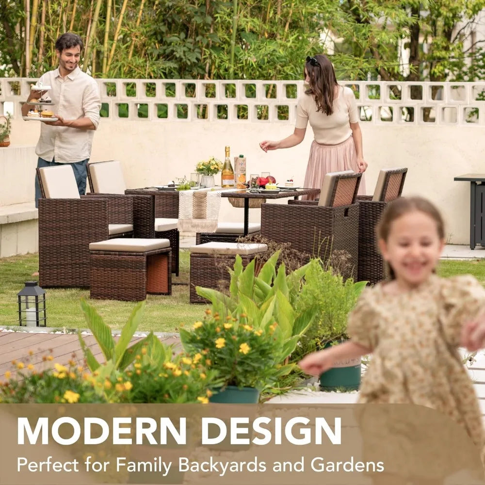 Rattan Chairs with Glass Table Patio Furniture
