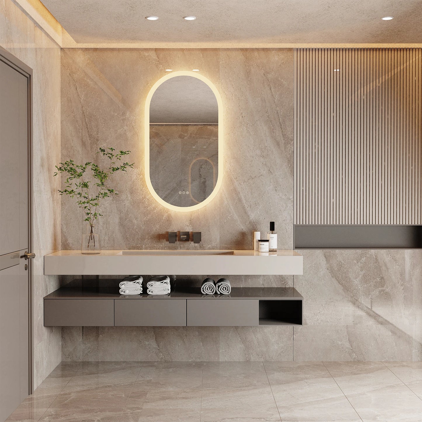 Frameless Bathroom Wall Mirror with Lights