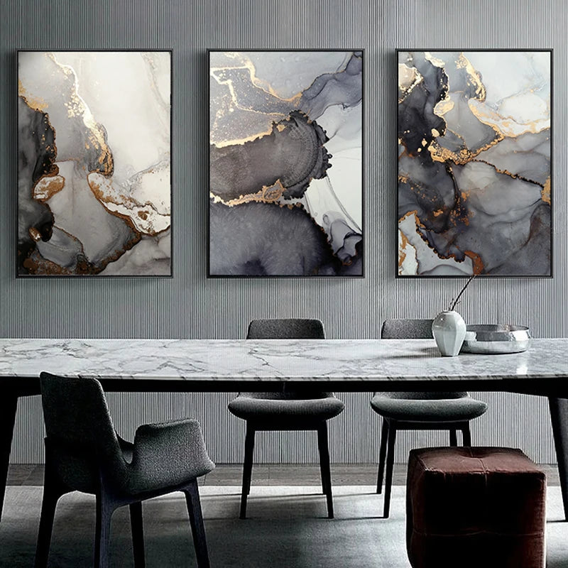 Abstract Golden Canvas Painting