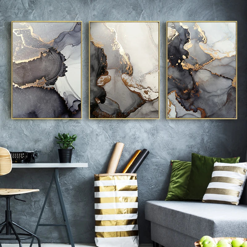 Abstract Golden Canvas Painting