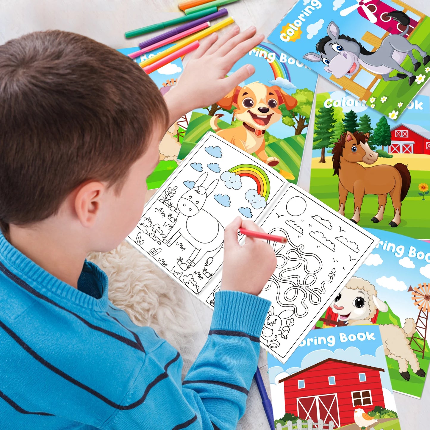 Farm Animals Mini Coloring Books