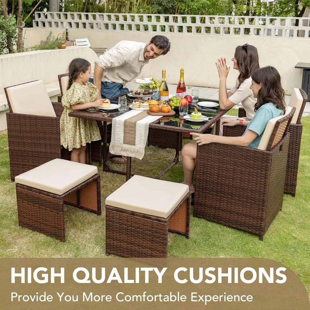 Rattan Chairs with Glass Table Patio Furniture