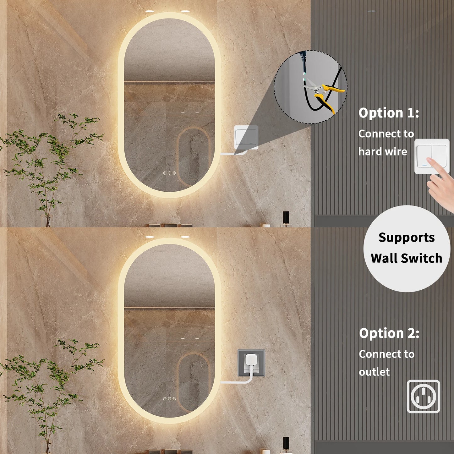 Frameless Bathroom Wall Mirror with Lights