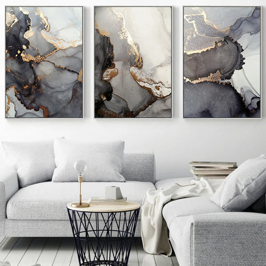 Abstract Golden Canvas Painting