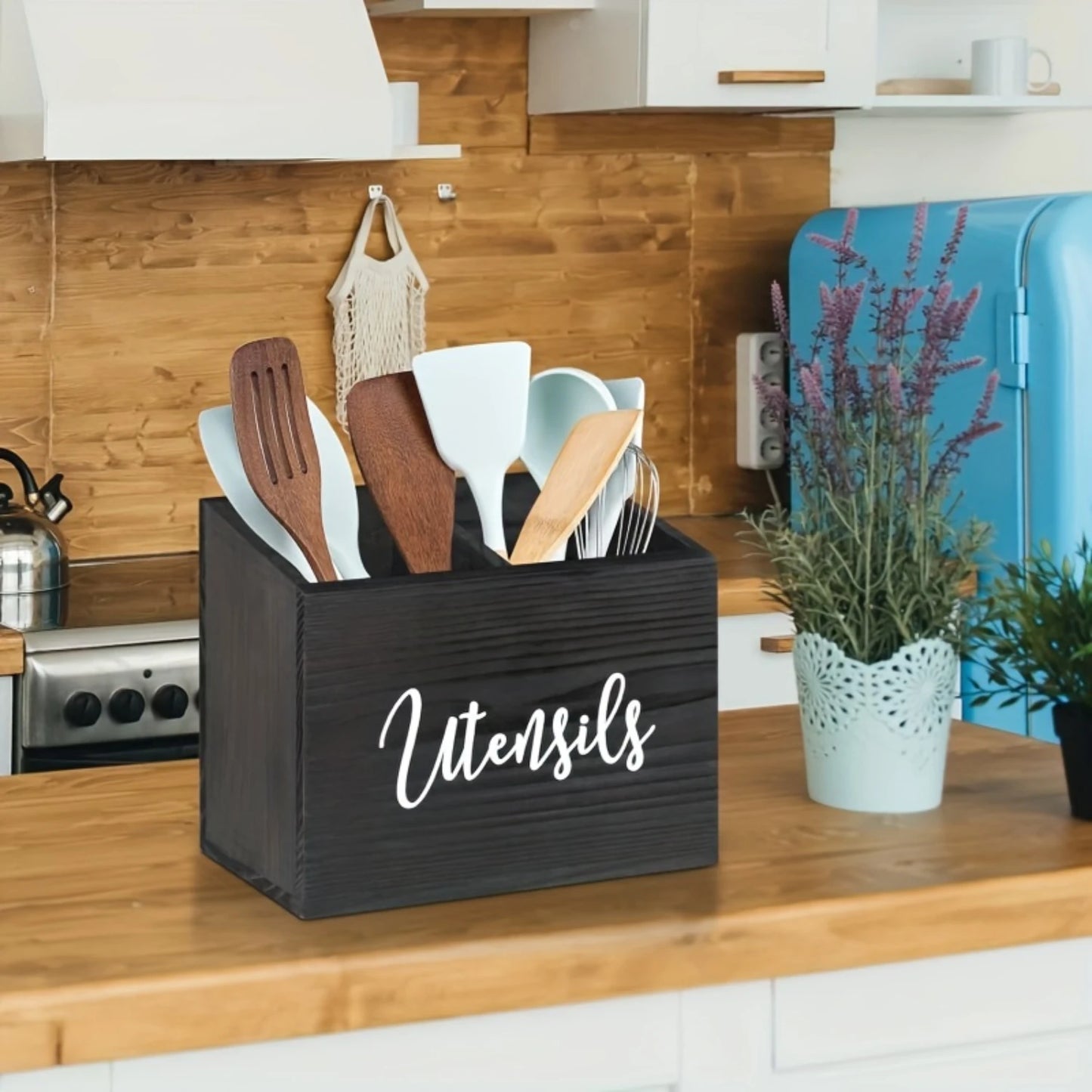 Wooden Utensil Holder for Countertop
