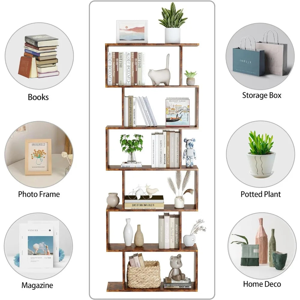 6-Tier S Shaped Bookshelf